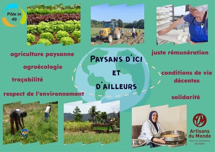 Stand  de vente au marché bio de l'association  Pôle in 49, à la Roseraie , à Angers . Dégustations et animations.