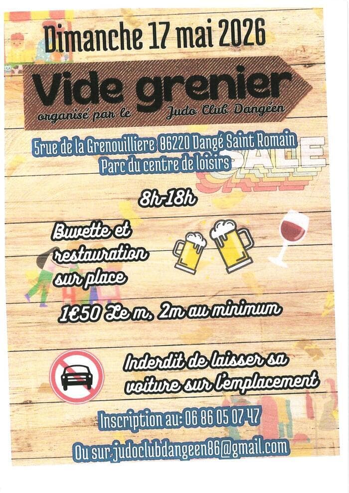 VIDE GRENIER - LE 17 MAI 2026 - JUDO CLUB DANGÉEN