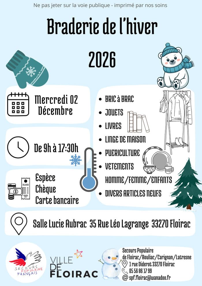 Braderie d'hiver du Secours Populaire de Floirac