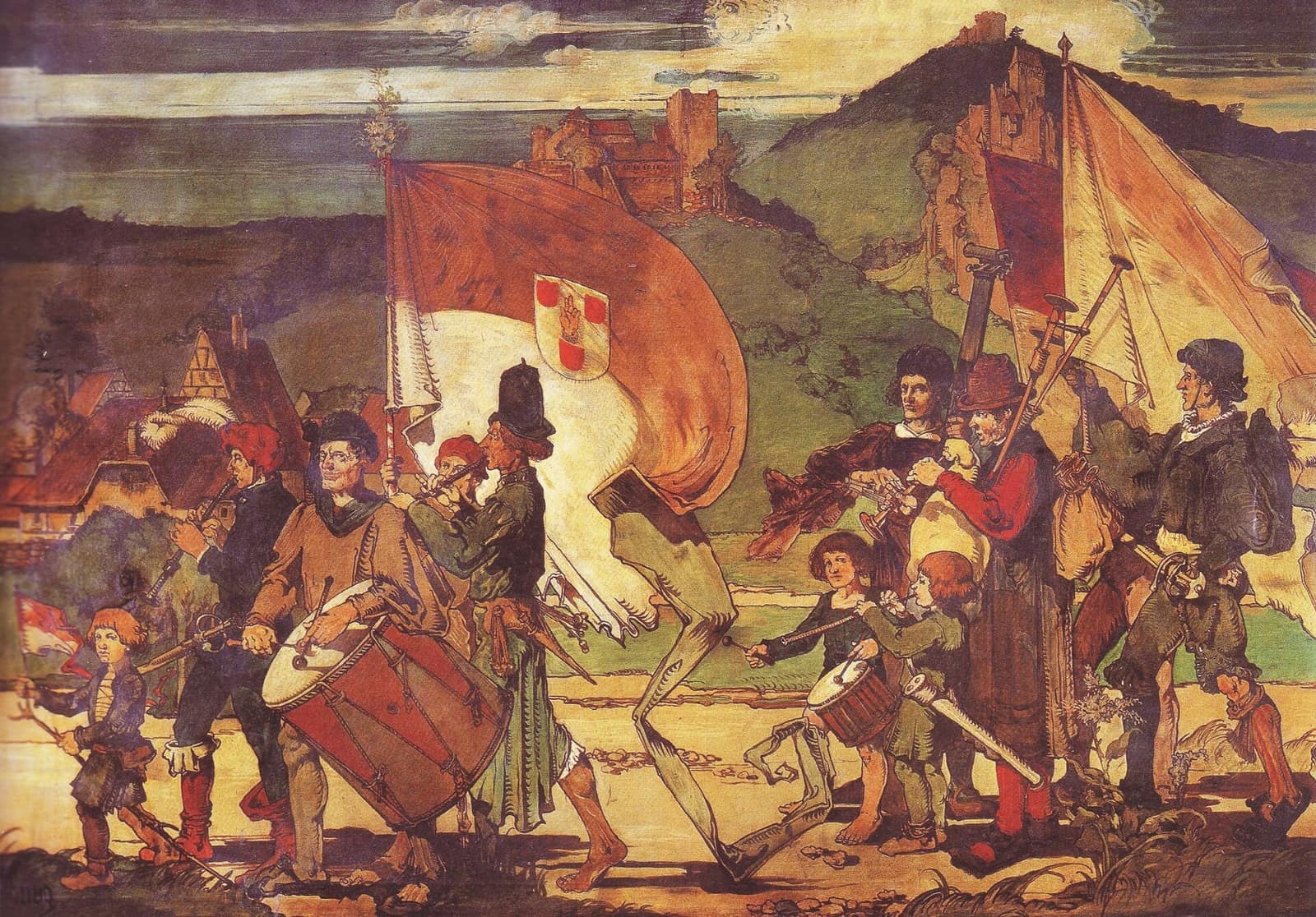 Tableau de Léo Schnug représentant le défilé du Pfifferdaj